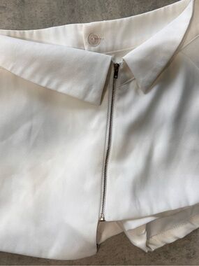 Women’s White Zip-Front Skort with Collar